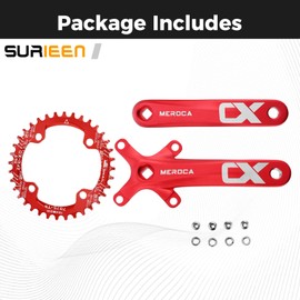 SURIEEN 170mm Square Crankset for Mountain Bike with 104 BCD 36T Chainring Single Speed Crankset Crank Arm Set for MTB