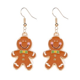 ONLYJUMP Gingerbread Man Earrings for Women Cute Creative Christmas Gingerbread ManEarrings Christmas Theme EarringsXmas Holiday Earrings Festival Jewelry Gifts (Yellow bow tie)