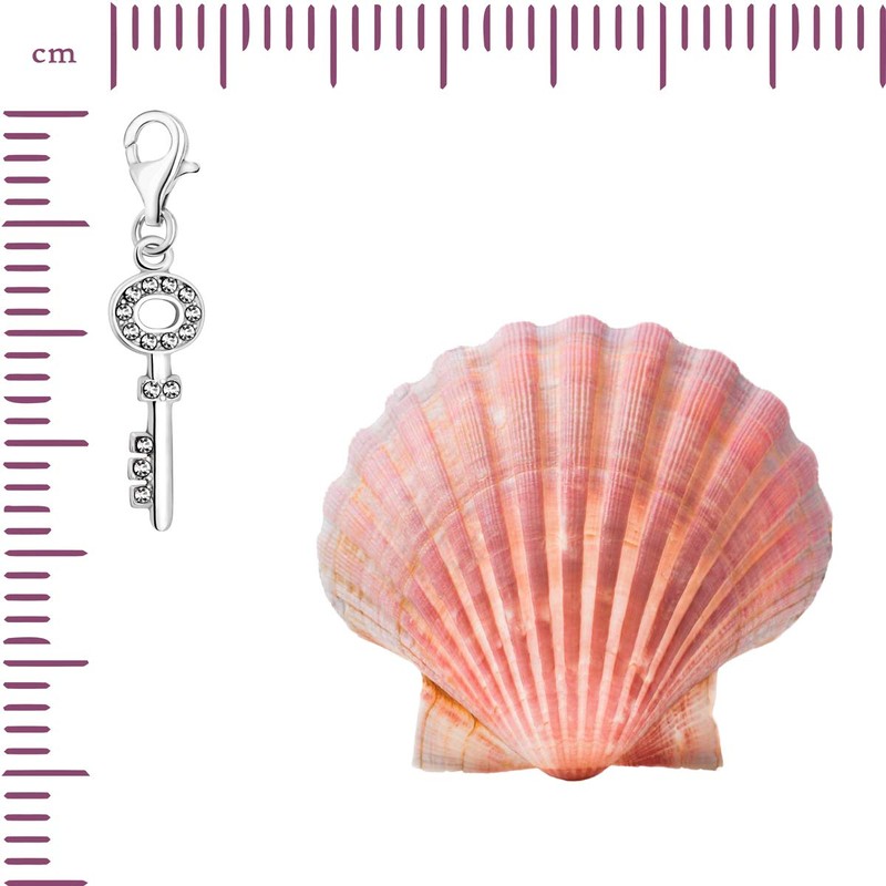 Quiges 3D Key Clip On Charm Pendant with Cubic Zirconia