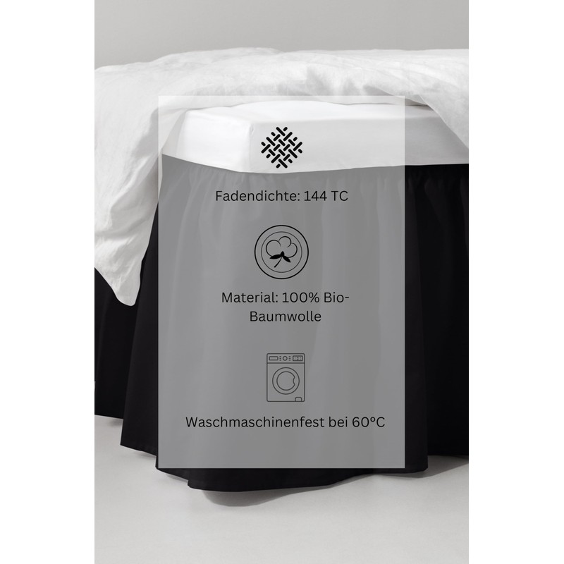 Jotex Zack Valance Bed Skirt Organic Cotton Bed Skirt, Height
