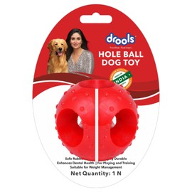 Drools Non-Toxic Rubber Dog Toy Hole Ball - 7.6cm (Medium) | Durable, Safe for Chewing & Play, Promotes Healthy Habits, Reduces Boredom & Anxiety for Medium Dogs