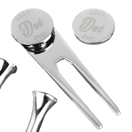 Best Dad Ever Design Polished Golf Pitch Repairer Ball Markers and Pesronalised Tee Set in a Gift Box