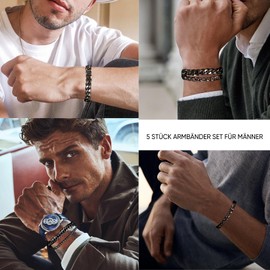 TempBeau Men's Silver Black Bracelet: 4 Pieces 5 Pieces Bracelets for Men Stainless Steel 19 cm 21 cm Bangle Curb Chain Hip Hop Rapper Links Link Bracelet Fashion Jewellery for Dad Friend Jewellery