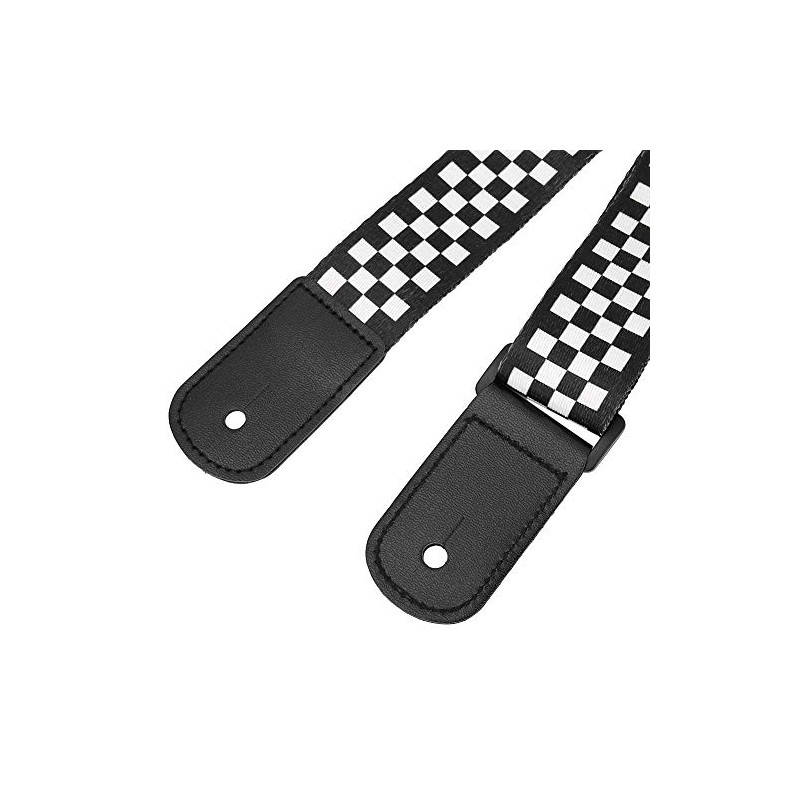 Guitar Shoulder Strap, Black and White Pattern Adjustable Guitar Shoulder