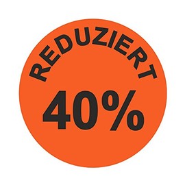 Reduced 40% Action Labels, Diameter 30 mm, Bright Red, Pack of 1,000