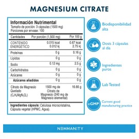Magnesio Citrato Newmanity Cápsulas Energía Bienestar