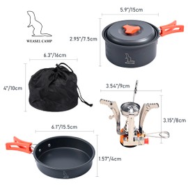 12 piece Camping Cookware Set for Backpacking Gear - Lightweight and Compact Camping Cooking Set - Portable Camping Pots and Pans Set for Hiking, Backpacking, Outdoor Cooking, Picnic and Camping