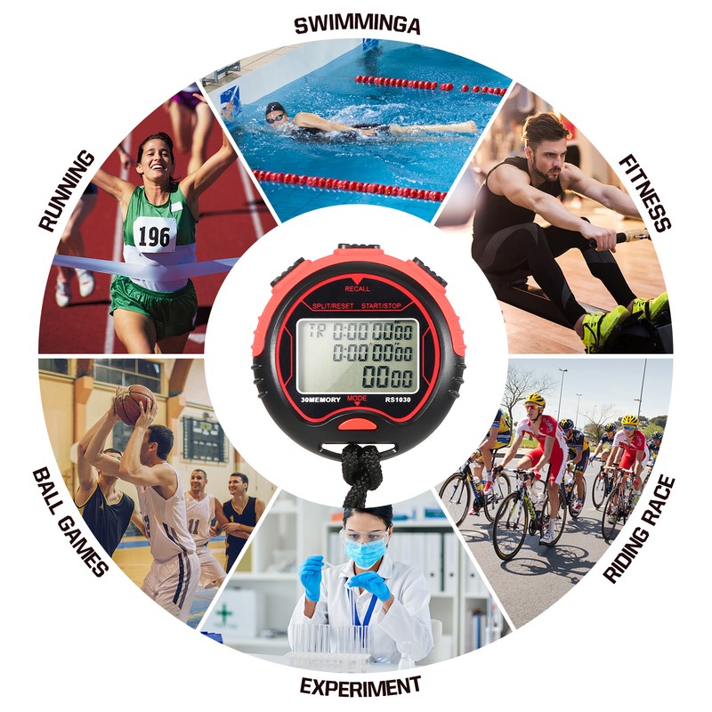 Professional Digital Stopwatch Timer Waterproof Digital Handheld LCD Timer Chronograph