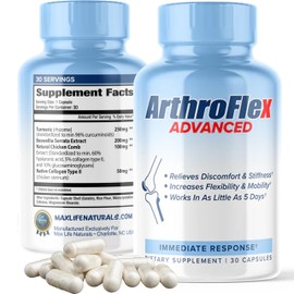 MAXLIFE NATURALS ArthroFlex Advanced Joint Health Supplement – 30 Capsules - Vital Joint Supplements for Women and Men, Type II Collagen Cartilage Supplement, Made in USA Health Care Supplements
