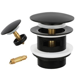 Freestanding Tub Drain (Brass), Pop Up Bathtub Drain Kit, Removable Filter Basket Drain Plug, Freestanding Tub Drain Kit, with Replaceable Pop-Up Bolt (Black)