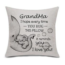 Grandma Gift I Hope Every Time You Hug This Pillow It Reminds You How Much I Love You Cushion Cover for Grandma from Grandchildren Grandmother Birthday Mother's Day (I love you-grandma)