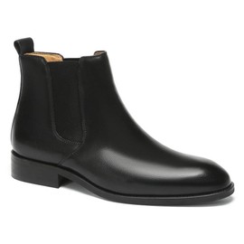 Fashion Tailored Mens Chelsea Boots - Casual Dress Boot with Leather Sole- Rugged Style and Functionality - Rounded Toe, Black Leather, 8 UK