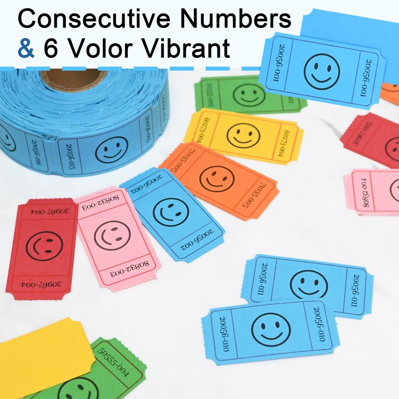 L LIKED 500 Raffle Tickets, Smile, Blue(6 Color Selection), Single