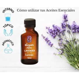 OLEUM VITAE Aceite Esencial de Lavanda 120ml. Lavandula Angustifolia. 100% Puro y Orgánico. Certificado USDA ORGANIC. Aplicación Interna, Externa y Ar