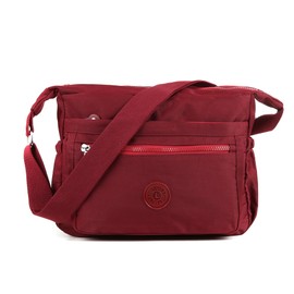 TECPEX Crossbody Bags for Women Nylon Women's Cross-Body Bags Waterproof Multi Zip Pocket Lightweight Casual Shoulder Bags Women Large for Travel Daily Use (Red)