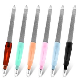 6 Pack Professional Nail Files, 2 in 1 Double-Ended Sword Nail Files Double Sided Sapphire Grit Nail File Metal Fingernail Files Multifunction Finger Nail Filers Nail Tools for Natural Nails