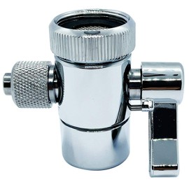 ZIGZAGSTORM Kitchen Sink Faucet Water Filter Diverter Valve for Push on 3/8 inch Tubing Replacement Part Adapter with M22 X M24 Connector, Brass Body, Chrome Plated Made In Taiwan