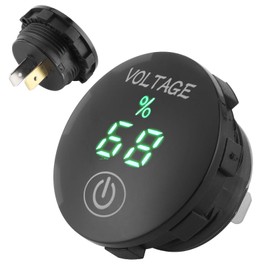 2 Wire Digital Voltmeter DC 12V-24V Waterproof LED Display Voltage Meter with Round Panel for Car, Motorcycle, Boat, Truck, Motorhome, Caravan, SUV, ATV, UTV, Marine