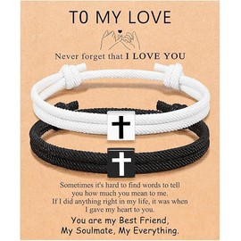 MouyouGlow Braided Rope Bracelet - Cross of God Gift for Men Women - Christian Bracelet for Love Blessing Family Friends - Birthday Anniversary Husband - Jesus Bangle