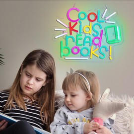 Cool Kids Read Books Neon Sign Read Books and Be Kind Neon Signs for Wall Decor Book USB Dimmable LED Lights for Student Suitable for Classroom Bookstore Library Museum Study Room Gift for Teen Boys Girls Christmas