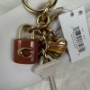 Coach Key Cluster Bag Charm Keychain Gold Pink White Multi