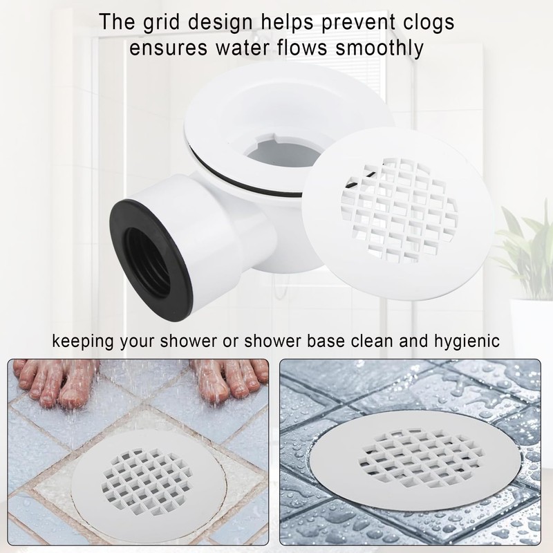 Low Profile Shower Drain, 2" PVC Side Outlet Drain Assembly