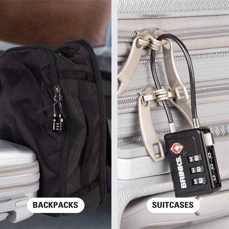 Brinks TSA Accepted Indicator Luggage Lock, Black - Resettable Combination,