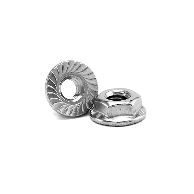 1/4-20 Serrated Flange Hex Lock Nuts 100Pcs 304 Stainless Steel
