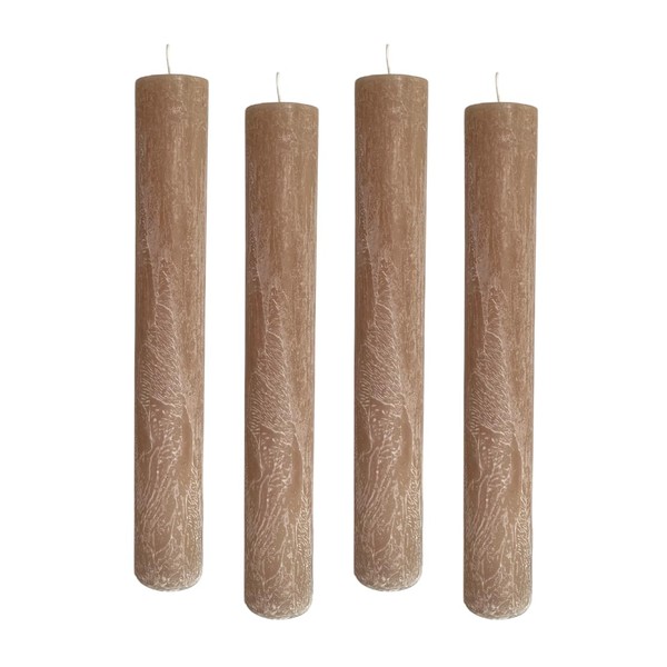 Pack of 4 Rustic Taper Candles, Height: 24 cm, Diameter:
