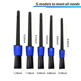 NGHEY Car 5 Pieces Detail Brush is Used for Cleaning Wheel Hub Interiors, Car Air Vents, and Seat Gaps. It is A Precision Cleaning and Beauty Tool for Cars(Blue)
