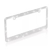 BLVD Stainless-Steel Metal Silver Crystal Bling License Plate Frame Universal