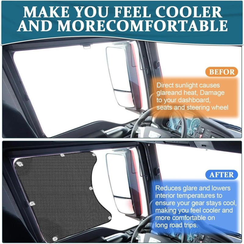 2Pcs For Semi-Truck Car Side Window Sun Shade Cover Shield