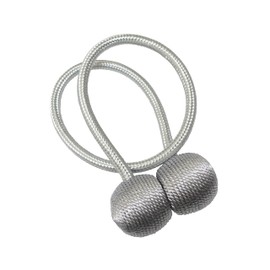 GARDINIA Tiebacks for Curtains and Curtains, with Magnet for Easy Attachment, Ball Diameter Approx. 30 mm, Cord Diameter Approx. 6 mm, Magnetic Tie Clip, Flex-S, Silver, 48 cm