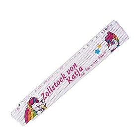 Ruler with Name Katja and Beautiful Motif with Unicorn – Only for Real Girls – for Women | Metre Measure | Link Scale with Name Printed | Many Names to Choose From