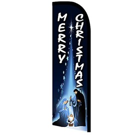 Vista Products MERRY CHRISTMAS Premium Windless Polyknit Feather Flag (3 x 11.5 feet)