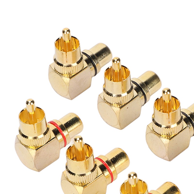 10pcs RCA Right Angle Adapter Male to Female Copper Gold