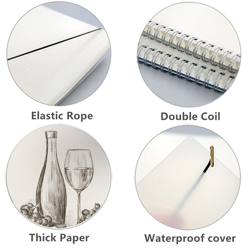 Shulaner Spiral Notebook A6 Blank, 80 Sheets Paper, PP Matte