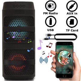 Universal Portable Bluetooth Speaker Dual 4'' Subwoofer Heavy Bass Stereo Sound Party TWS