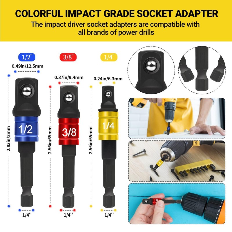 Flexible Drill Bit Extension Set, Including Right Angle Drill Attachmen,