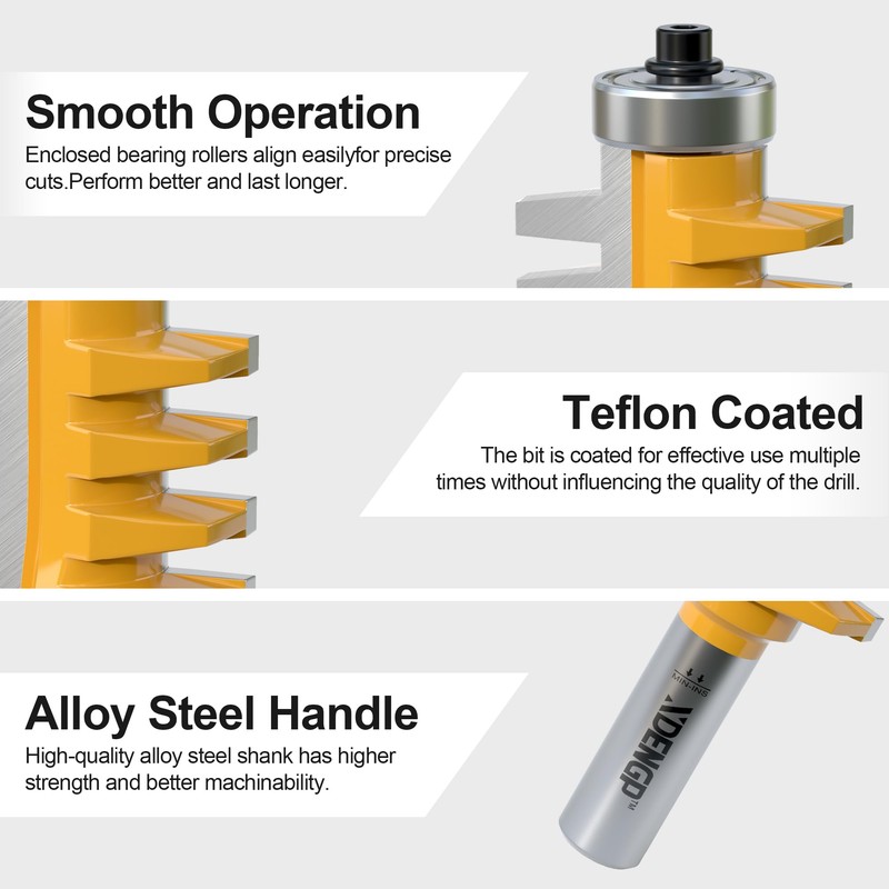 XDENGP Professional Finger Joint Router Bit 1/2" Shank, Reversible Finger