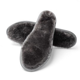 Riemot Lambskin Insoles Warm Insoles Women Men Sheepskin Insoles Winter Lambskin Shoe Insoles Sheepskin Comfort Insoles Against Cold Moisture Lambswool Heat Insoles for Shoes, gray