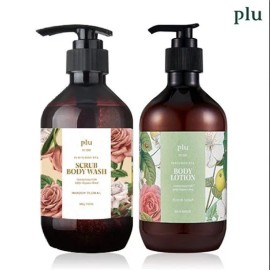 flu Plu Perfumed Spa Scrub Wash (1 of 4 types) + Body Lotion Set Damask Rose + Lotion / 플루 퍼퓸드 스파 스크럽 워시(4종택1)+바디로션 세트 다마스크로즈+로션