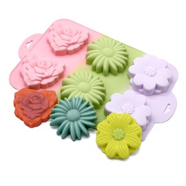 X-Haibei Elegant Flowers Soap Silicone Mold Jello Lotion Bar Cold Process Making Supplies 2oz, Dia. 3inch