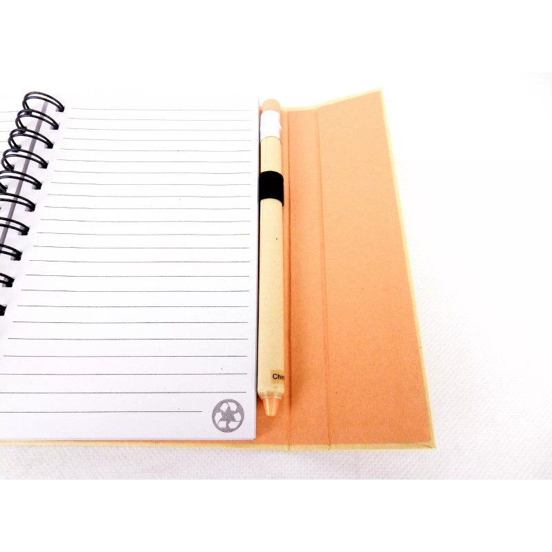 Sweda Recycled Foldover Notebook & Pen, Wire Bound, 5" x