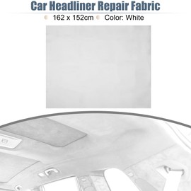 X AUTOHAUX Suede Headliner Fabric 64" Length x 60" Width Foam Backed for Car Truck RV SUV Interior Trim Protect Aging Broken Faded DIY Repair Replacement White