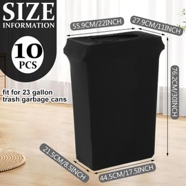 Windyun 10 Pcs 23 Gallon Black Spandex Stretchable Trash Can Cover Wedding Party Fundraiser Decorations for Home Garden (Not Include Trash Can)