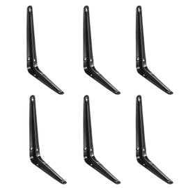 COCIVIVRE Shelf Brackets L-Shaped Shelf Brackets Shelf Brackets with Screw and Extension Tube, Perfect for Bedroom, Study, Office, Living Room (Black, 200mm x 250mm, 6pcs)