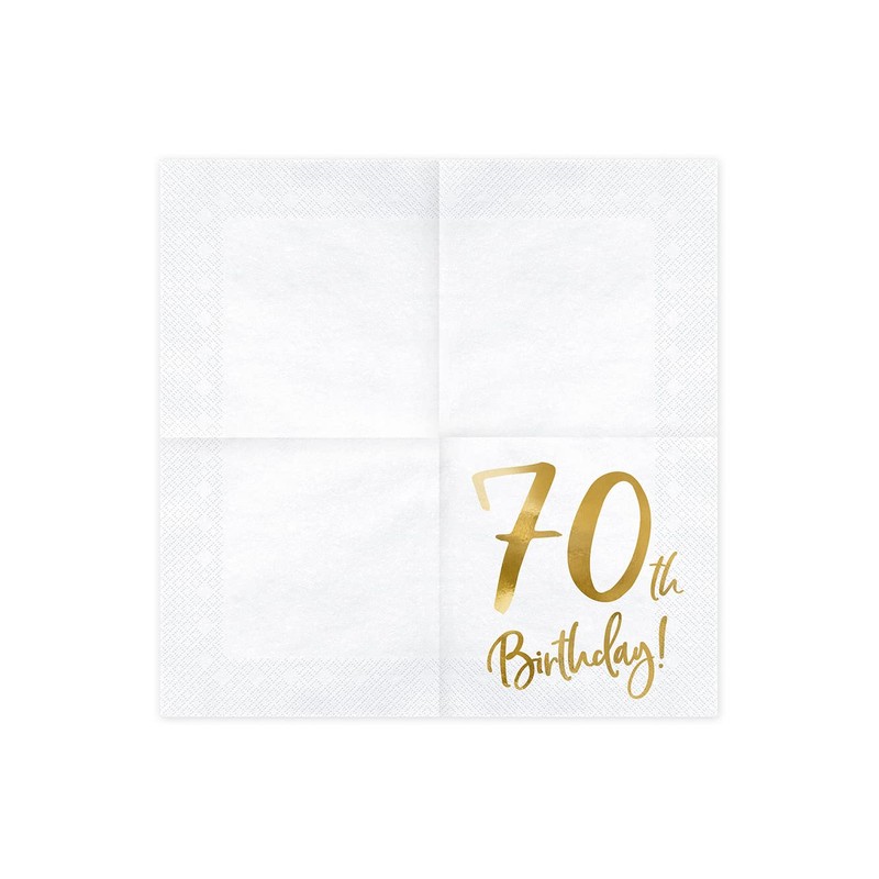 PartyDeco Servietten 70.Geburtstag 20 Stück 33x33cm 3-lagig Papierservietten Geburtstagsservietten