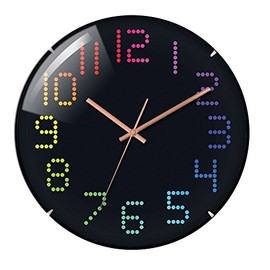 WT 7410 Technoline Wall Clock Modern Colourful Numbers Black