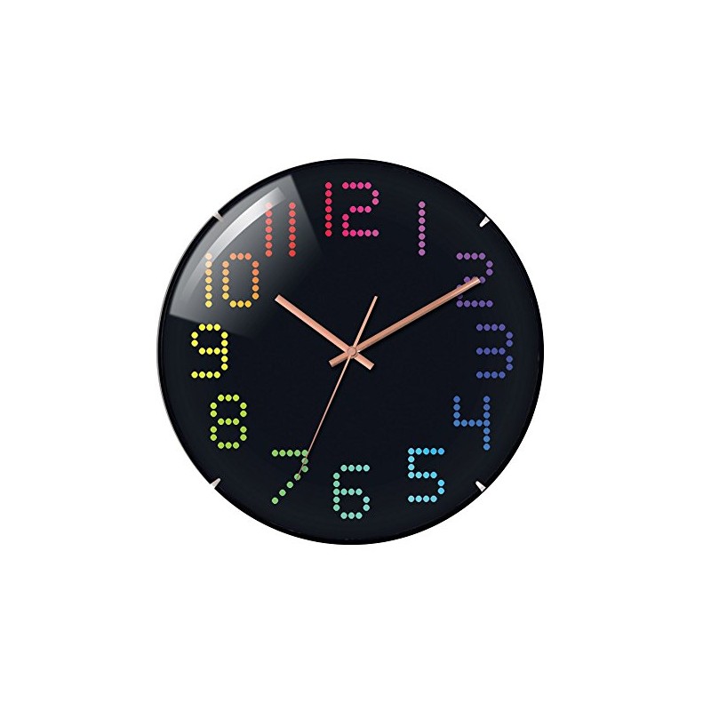 WT 7410 Technoline Wall Clock Modern Colourful Numbers Black